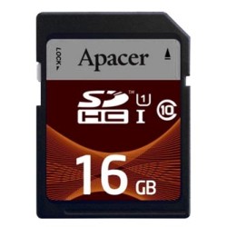 Apacer Karta pamięci Secure Digital Card, 16GB, SDHC, AP16GSDHC10U1-R, UHS-I U1 (Class 10)