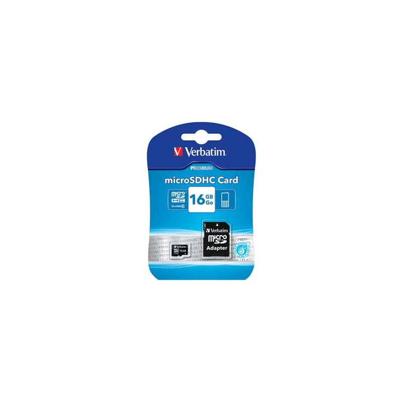 Verbatim Karta  pamięci Micro Secure Digital Card Premium, 16GB, micro SDHC, 44082, UHS-I U1 (Class 10), z adapterm