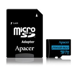 Apacer Karta pamięci Secure Digital Card V30, 256GB, micro SDXC, AP256GMCSX10U7-R, UHS-I U3 (Class 10) V30, z adapterm