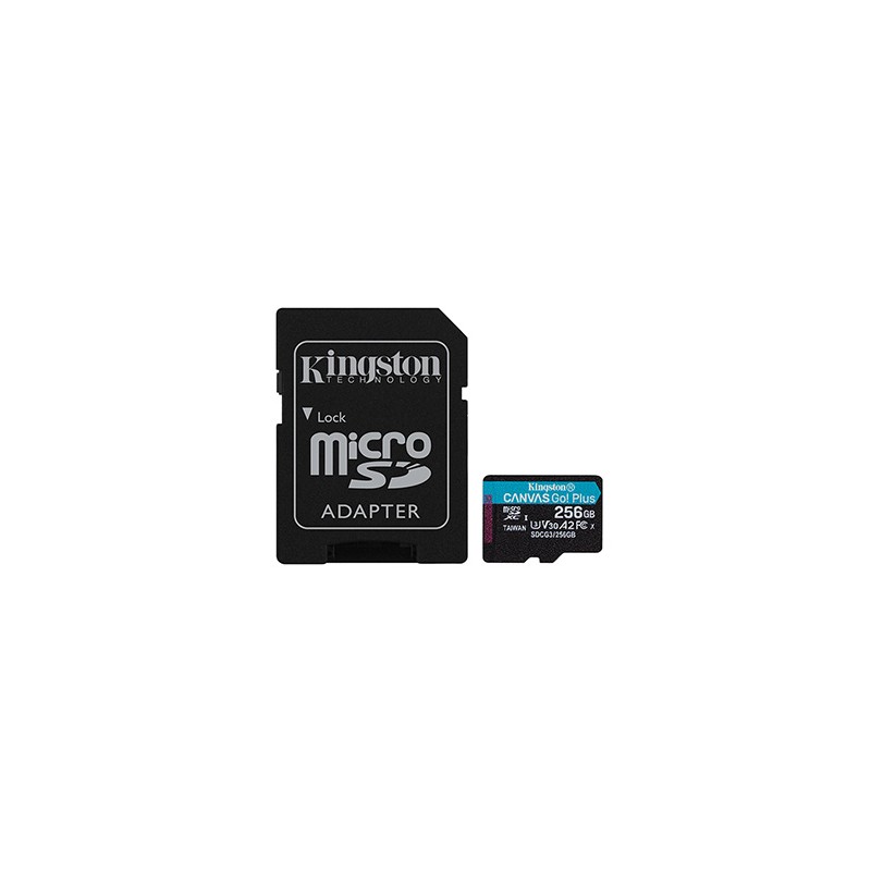 Kingston karta pamięci Canvas Go! Plus, 256GB, micro SDXC, SDCG3/256GB, UHS-I U3, z adapterm, A2, V30