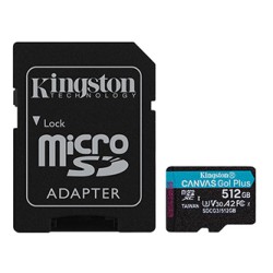 Kingston karta pamięci Canvas Go! Plus, 512GB, micro SDXC, SDCG3/512GB, UHS-I U3, z adapterm, A2, V30