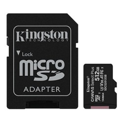 Kingston karta Canvas Select Plus, 512GB, micro SDXC, SDCS2/512GB, UHS-I U1 (Class 10), z adapterm, A1