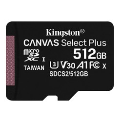 Kingston karta Canvas Select Plus, 512GB, micro SDXC, SDCS2/512GBSP, UHS-I U1 (Class 10), A1