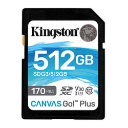 Kingston karta pamięci Canvas Go! Plus, 512GB, SDXC, SDG3/512GB, UHS-I U3 (Class 10), A2, V30