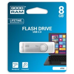 Goodram USB flash disk, USB 2.0, 8GB, UTS2, biały, UTS2-0080W0R11, wsparcie OS Win 7