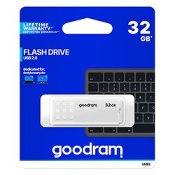Goodram USB flash disk, USB 2.0, 32GB, UME2, biały, UME2-0320W0R11, USB A, z osłoną