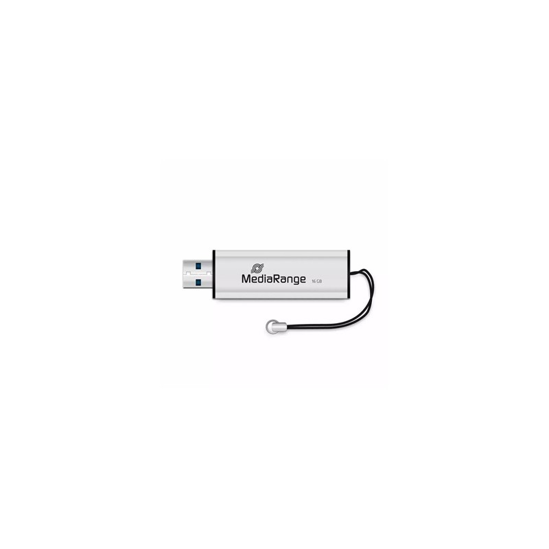 MediaRange USB flash disk, USB USB 3.0 (3.2 Gen 1), 16GB, srebrny, MR915, USB A, wysuwany