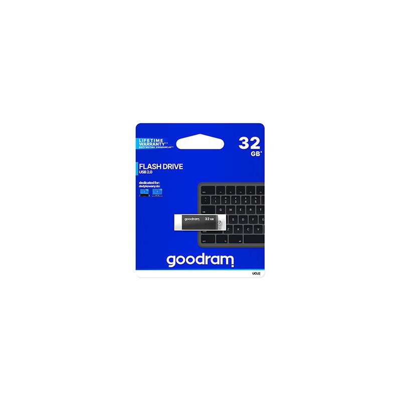 Goodram USB flash disk, USB 2.0, 32GB, UCU2, czarny, UCU2-0320K0R11, USB A, z obrotową osłoną