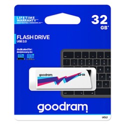 Goodram USB flash disk, USB 2.0, 32GB, UCL2, biały, UCL2-0320W0R11, USB A, wysuwane złącze