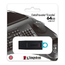 Kingston USB flash disk, USB 3.0, 64GB, DataTraveler Exodia, czarny, DTX/64GB, USB A, z osłoną