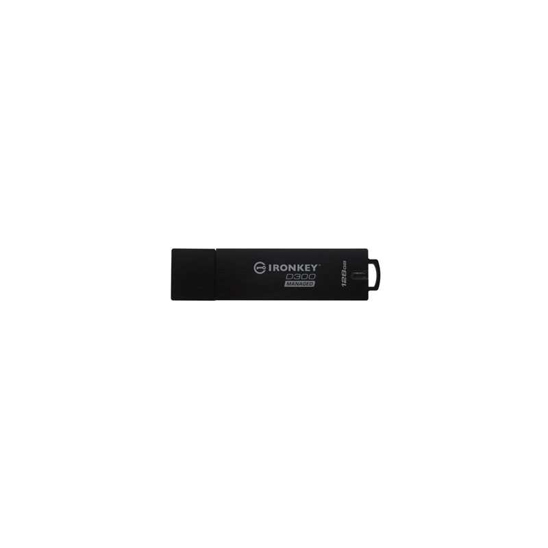Kingston USB flash disk, USB 3.0, 128GB, IronKey Managed D300SM, czarny, IKD300S/128GB, USB A, szyfrowanie XTS-AES 256-bit Manag