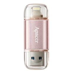 Apacer USB flash disk OTG, USB 3.0, 64GB, AH190, różowy, AP64GAH190H-1, USB A / Lightning, z osłoną