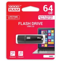 Goodram USB flash disk, USB 3.0, 64GB, UMM3, czarny, UMM3-0640K0R11, USB A, z osłoną