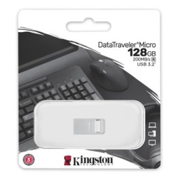 Kingston USB flash disk, USB 3.0, 128GB, DataTraveler Micro G2, srebrny, DTMC3G2/128GB, USB A