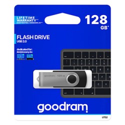 Goodram USB flash disk, USB 2.0, 128GB, UTS2, czarny, UTS2-1280K0R11, USB A, z obrotową osłoną