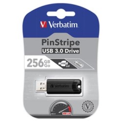 Verbatim USB flash disk, USB 3.0, 256GB, PinStripe, Store N Go, czarny, 49320, USB A, z wysuwanym złączem