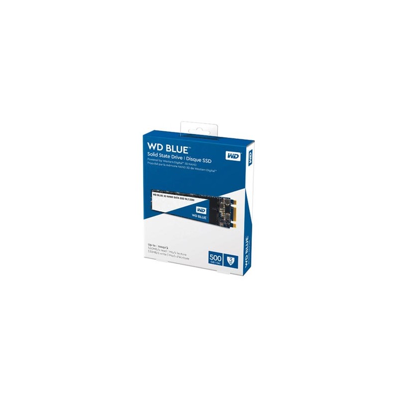 SSD Western Digital M.2, wewnętrzny SATA III, 500GB, WD Blue 3D NAND, WDS500G2B0B, 560 MB/s-R, 530 MB/s-W