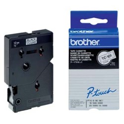 Brother oryginalny taśma do drukarek etykiet, Brother, TC-101, czarny druk/przezroczysty podkład, laminowane, 7.7m, 12mm