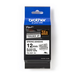 Brother oryginalny taśma do drukarek etykiet, Brother, TZE-S231, czarny druk/biały podkład, laminowane, 8m, 12mm, mocny klej