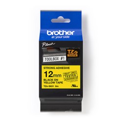 Brother oryginalny taśma do drukarek etykiet, Brother, TZE-S631, czarny druk/żółty podkład, laminowane, 8m, 12mm, mocny kle