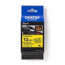 Brother oryginalny taśma do drukarek etykiet, Brother, TZE-FX631, czarny druk/żółty podkład, laminowane, 8m, 12mm, flexibil