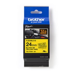 Brother oryginalny taśma do drukarek etykiet, Brother, TZE-FX651, czarny druk/żółty podkład, laminowane, 8m, 24mm, flexibil