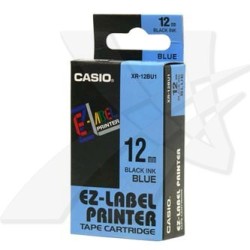 Casio oryginalny taśma do drukarek etykiet, Casio, XR-12BU1, czarny druk/niebieski podkład, nielaminowany, 8m, 12mm