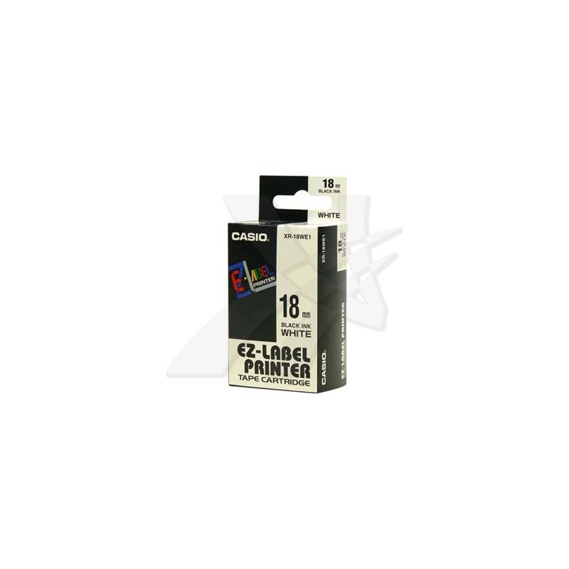 Casio oryginalny taśma do drukarek etykiet, Casio, XR-18WE1, czarny druk/biały podkład, nielaminowany, 8m, 18mm