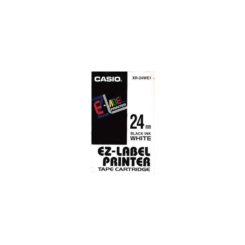 Casio oryginalny taśma do drukarek etykiet, Casio, XR-24WE1, czarny druk/biały podkład, nielaminowany, 8m, 24mm