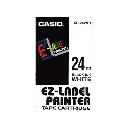 Casio oryginalny taśma do drukarek etykiet, Casio, XR-24WE1, czarny druk/biały podkład, nielaminowany, 8m, 24mm
