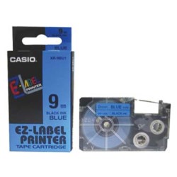Casio oryginalny taśma do drukarek etykiet, Casio, XR-9BU1, czarny druk/niebieski podkład, nielaminowany, 8m, 9mm