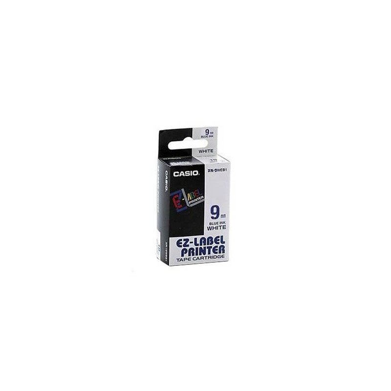 Casio oryginalny taśma do drukarek etykiet, Casio, XR-9WEB1, niebieski druk/biały podkład, nielaminowany, 8m, 9mm
