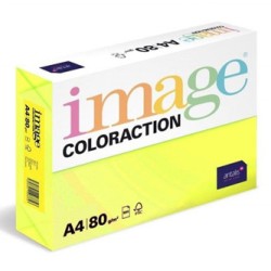 Papier kserograficzny Coloraction, Ibiza, A4, 80 g/m2, refleksyjny żółty, 500 arkusza, nadaje się do druku atramentowego