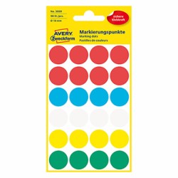 Avery Zweckform etykiety 18mm, kolorowe, 24 etykiety, do znakowania, pakowane po 4 szt., 3089, do pisma odręcznego
