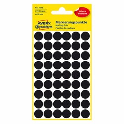 Avery Zweckform etykiety 12mm, czarne, 54 etykiety, do znakowania, pakowane po 5 szt., 3140, do pisma odręcznego