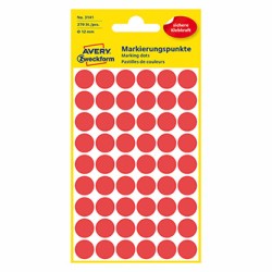Avery Zweckform etykiety 12mm, czerwony, 54 etykiety, do znakowania, pakowane po 5 szt., 3141, do pisma odręcznego