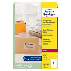 Avery Zweckform etykiety 210mm x 297mm, A4, przezroczysty, przezroczysta, 1 etykieta, na kartonowe pudełka, pakowane po 25 szt.