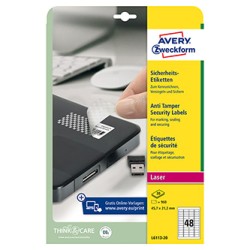 Avery Zweckform etykiety 45.7mm x 21.2mm, A4, matowe, białe, 960 etykiety, z zabezpieczeniem przeciw odklejeniu, pakowane po 20