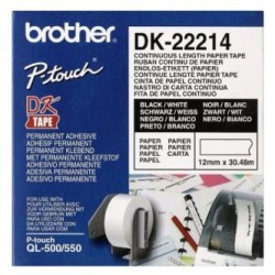 Brother rolki papierowe 12mm x 30.48m, biała, 1 szt., DK22214, do drukowania etykiet