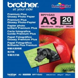 Brother Glossy Photo Paper, BP71GA3, foto papier, połysk, biały, A3, 260 g/m2, 20 szt., atrament