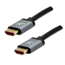 Video Kabel HDMI M - HDMI M, HDMI 2.1 - Ultra High Speed, 1m, pozłacane złącza, aluminiowa obudowa,, szary, Logo 8K@60Hz, 48G