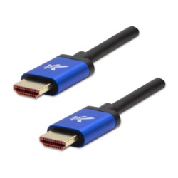 Video Kabel HDMI M - HDMI M, HDMI 2.1 - Ultra High Speed, 1m, pozłacane złącza, aluminiowa obudowa,, niebieski, Logo 8K@60Hz,