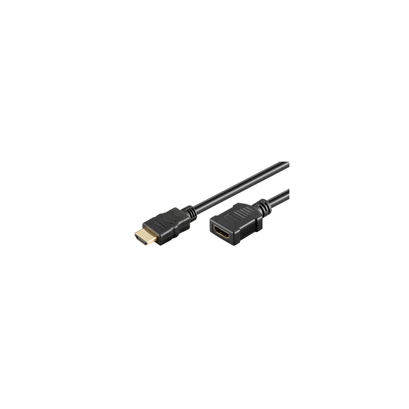 Przedłużacz do kabli video HDMI M - HDMI F, HDMI 2.0 - Premium High Speed, 2m, pozłacane złącza, czarny