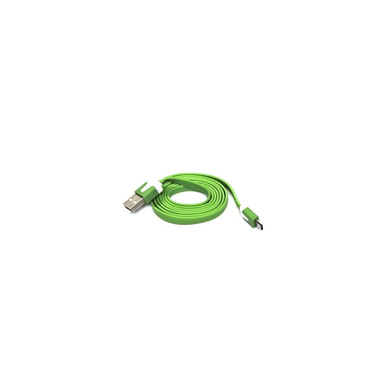 USB kabel (2.0), USB A M - microUSB (M), 1m, płaski, zielony