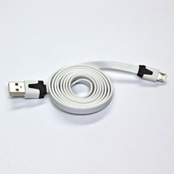 Logo USB kabel (2.0), USB A M - microUSB (M), 1m, płaski, biały, blistr