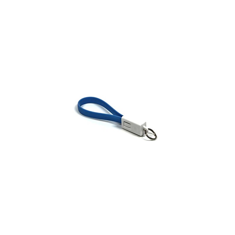 USB kabel (2.0), USB A M - microUSB (M), 0.2m, niebieski, breloczek na klucze
