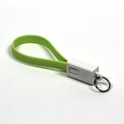 USB kabel (2.0), USB A M - microUSB (M), 0.2m, jasnozielona, breloczek na klucze