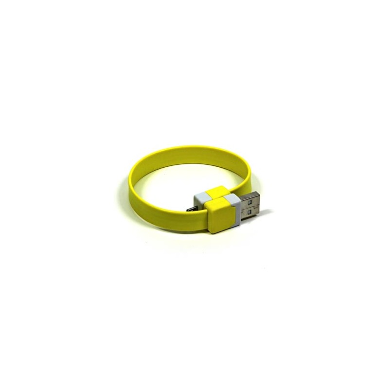 USB kabel (2.0), USB A M - microUSB (M), 0.25m, żółty, na nadgarstek