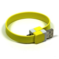Logo USB kabel (2.0), USB A M - microUSB (M), 0.25m, żółty, blistr, na nadgarstek