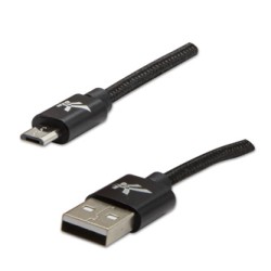 Logo USB kabel (2.0), USB A M - microUSB (M), 2m, 480 Mb/s, 5V/1A, czarny, box, oplot nylonowy, aluminiowa osłona złącza